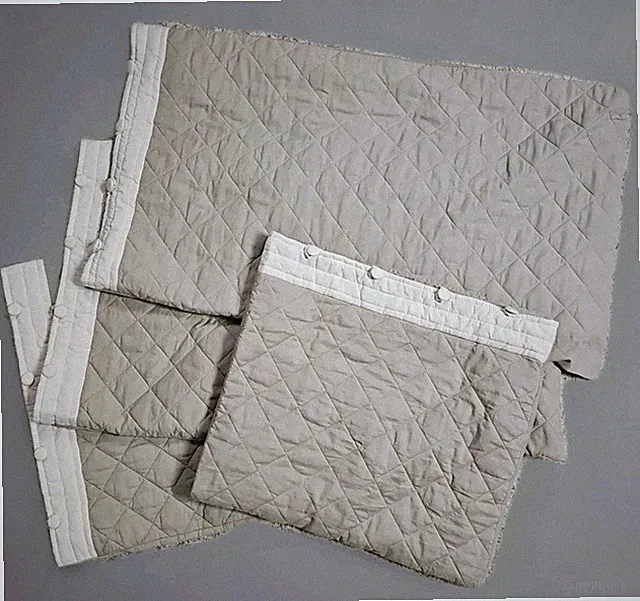 4 Madison Park Pillow Shams King Size Breanna Quilted Buttons Beige White Case