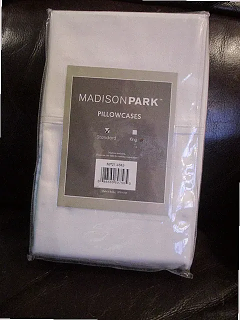 MADISON PARK 1500 TC STANDARD WHITE PILLOWCASE SET NEW