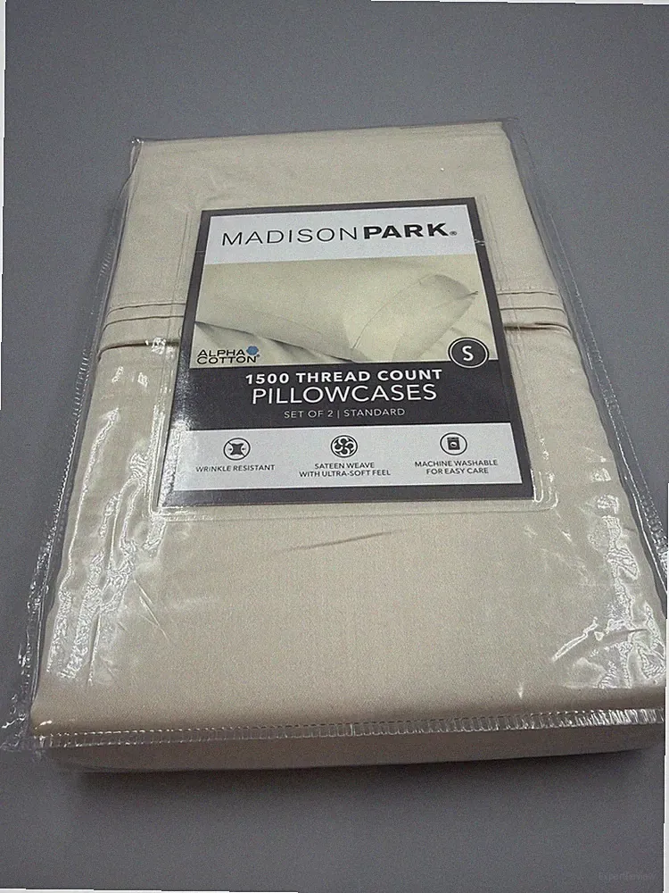 MADISON PARK- 1500 Thread Count Alpha Cotton Pillowcases Set of 2 -Ivory