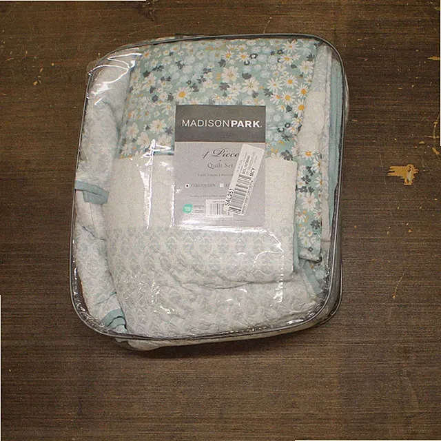 Madison Park 4pc Tulia Seersucker Coverlet Set Aqua Blue Multi Full / Queen