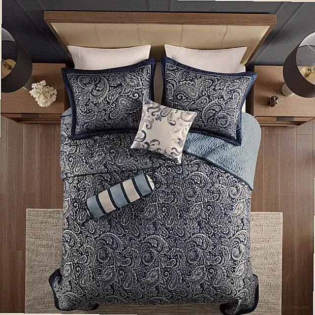 Madison Park 5pc King Whitman Reversible Jacquard Bedspread Set Navy