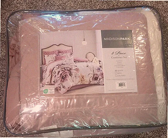 Madison Park 8pc Queen Cotton Printed Comforter Set Blush Floral Pink