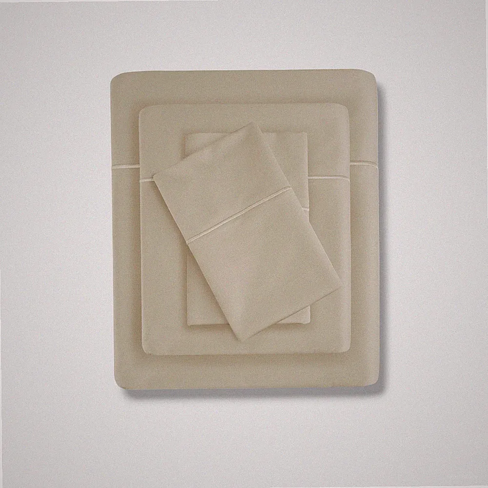 Madison Park Beige Pima Cotton Sateen 7-Piece Sheet Set