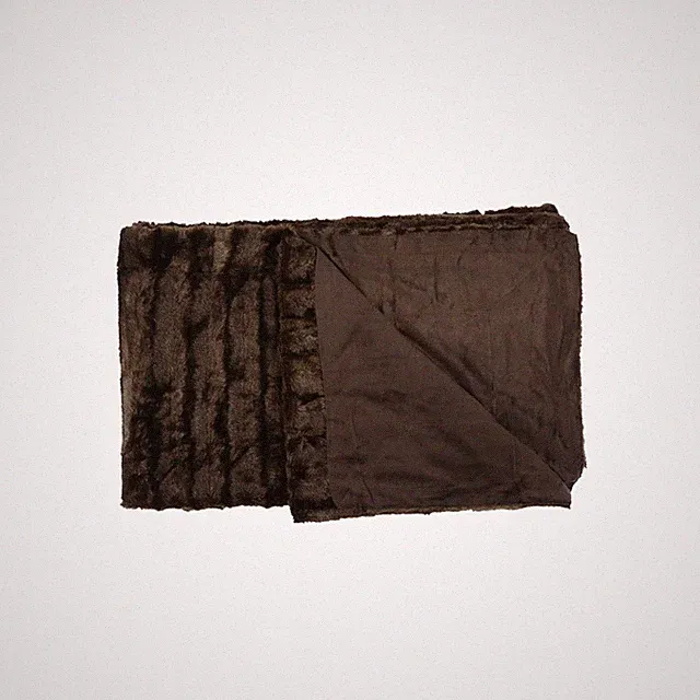 Madison Park Blanket Duke Ribbed 50x60 Faux-Fur Brown Throw New
