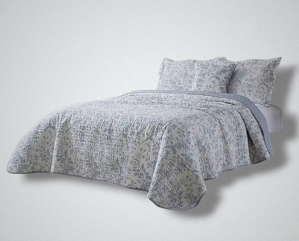 Madison Park Blue Amberley 4-Piece Quilt Bedding Set, King Size