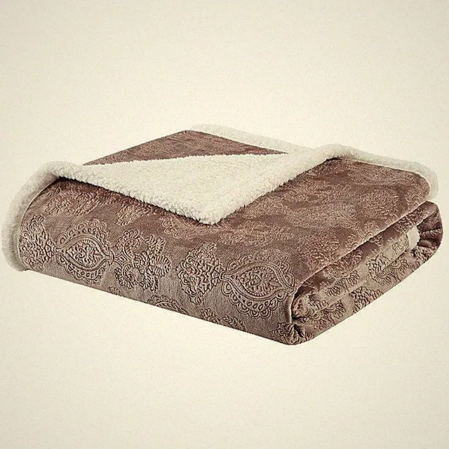 Madison Park Elma Luxury Oversized Textured Plush Throw Brown 60x70"