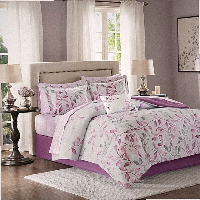 Madison Park Essentials Cozy Bed In A Bag Comforter 7 Piece Set Purple Twin Size