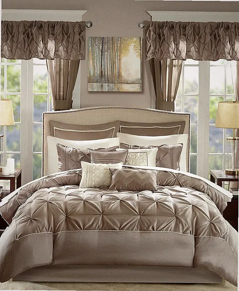Madison Park Essentials Joella King 24-Pc. Taupe - New MSRP $550