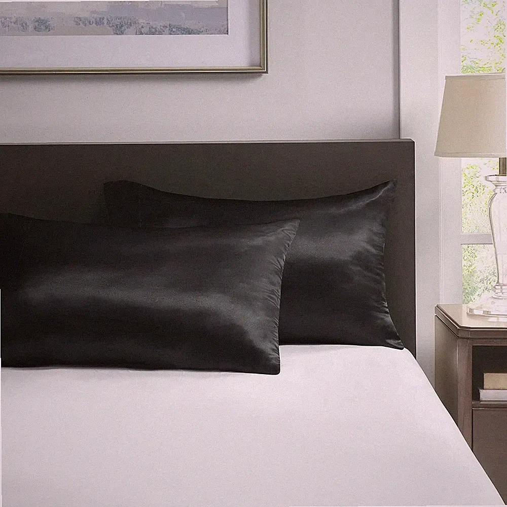 Madison Park Essentials, Satin Pillow Case Set, Standard, Black