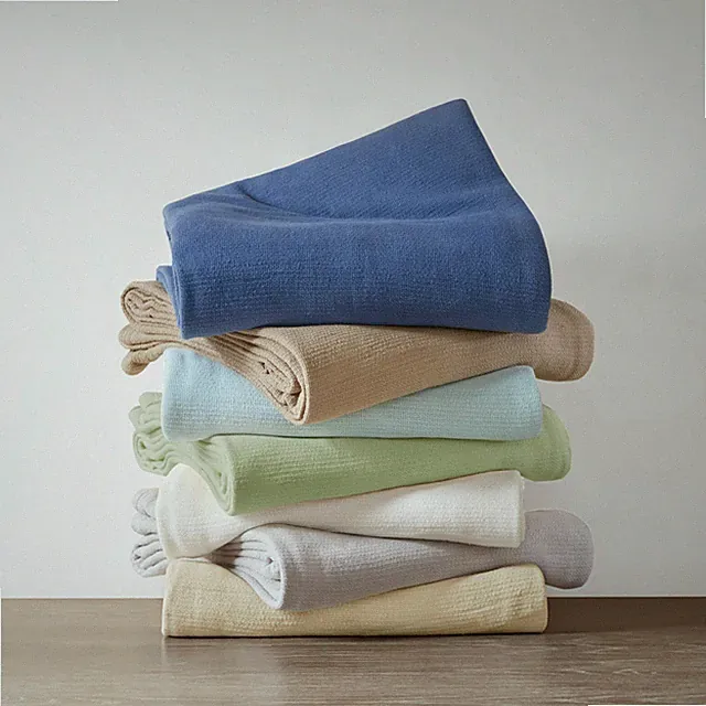 Madison Park Freshspun Basketweave Cotton Blanket in Twin, Full/Queen King