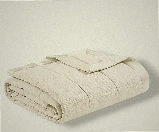 Madison Park Ivory Cambria Oversized Down Alternative Trim Blanket, Full/Queen