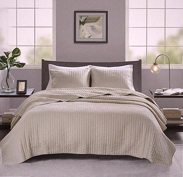 Madison Park Keaton Quilt Set-Casual Channel Stitching Design All Season, Lightw