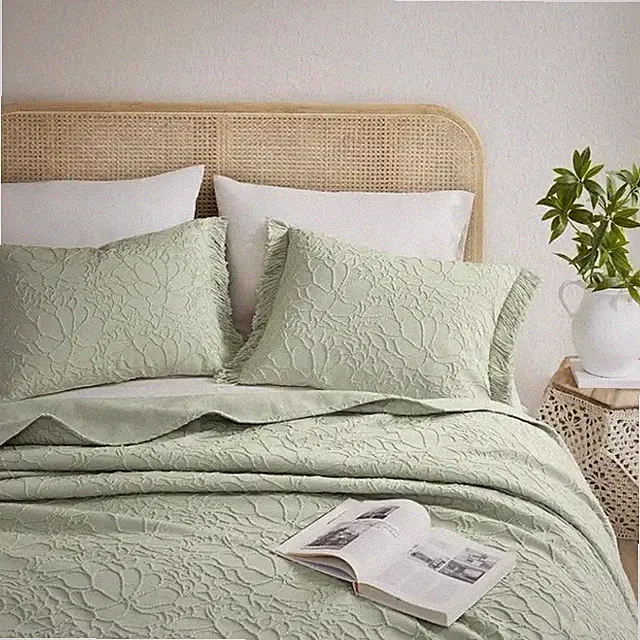 Madison Park King Bedspread Set Green Cotton Floral OEKO-TEX MP13-8705