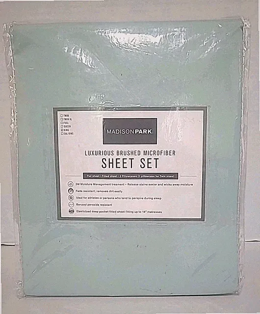 Madison Park Luxurious Brushed Microfiber Deep Pocket Sheet Set Lightweight KING