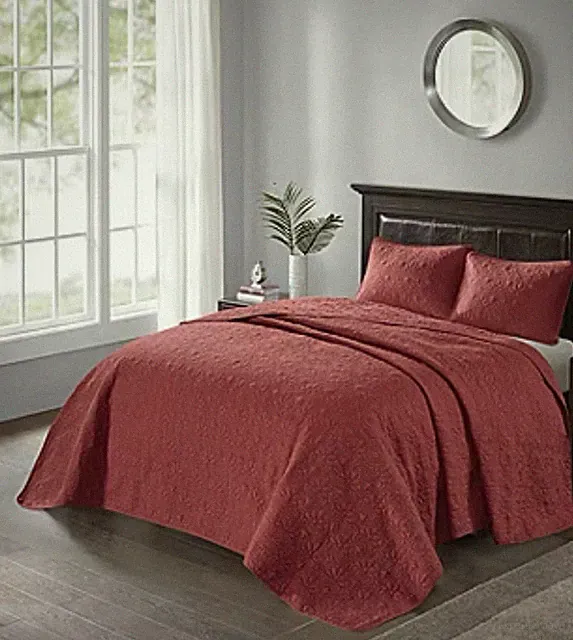 Madison Park Queen Bedspread Set Red Floral Quilted OEKO-TEX MP13-8484