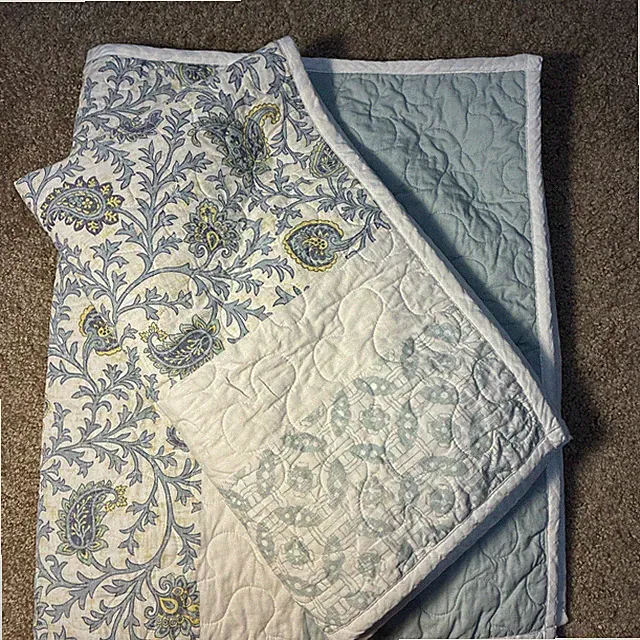 Madison Park Quilted Pillow shams (2) Kg Sz Quilted Floral Blues