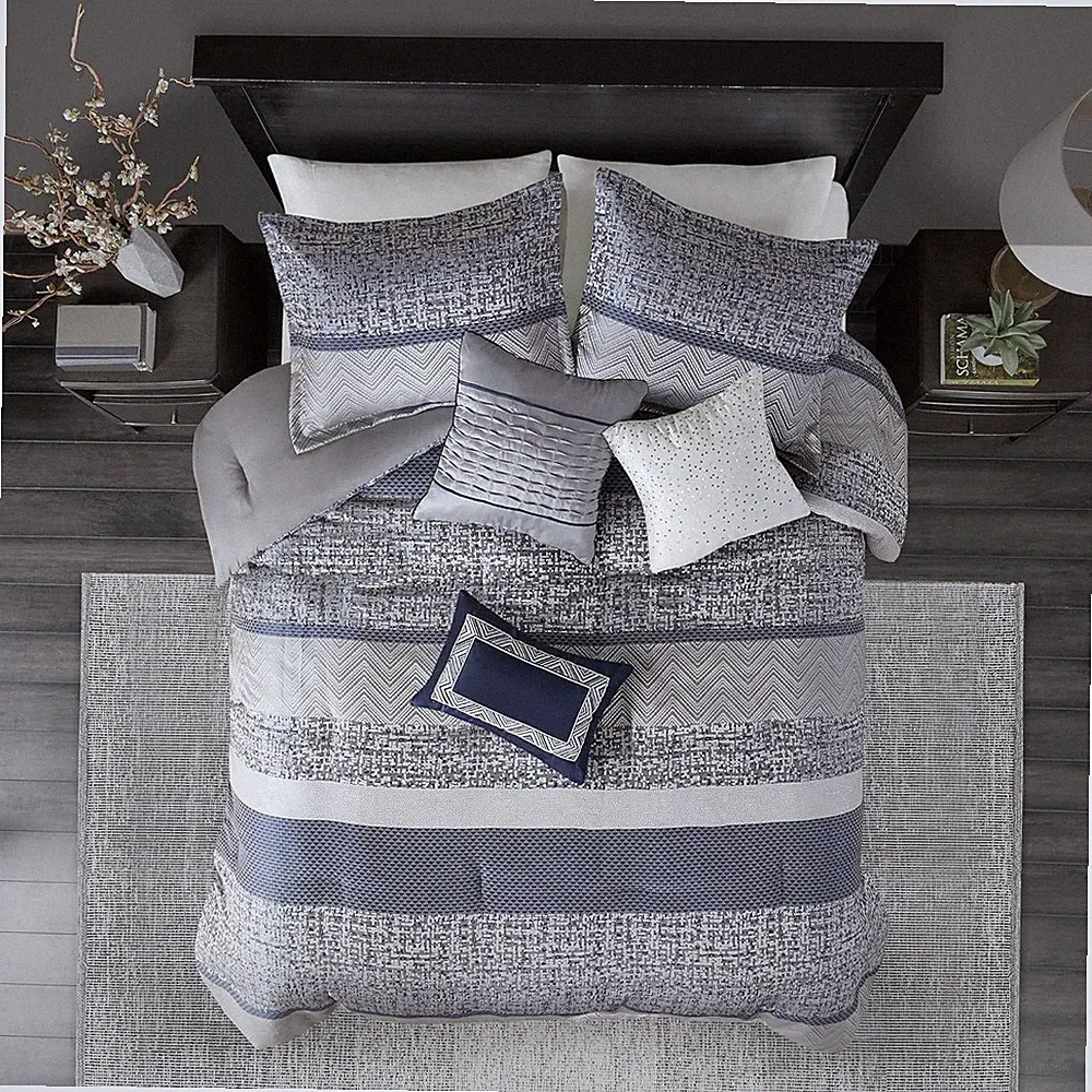 Madison Park Rhapsody 7 Piece Jacquard Comforter Set Bedding Matching Bedskirt