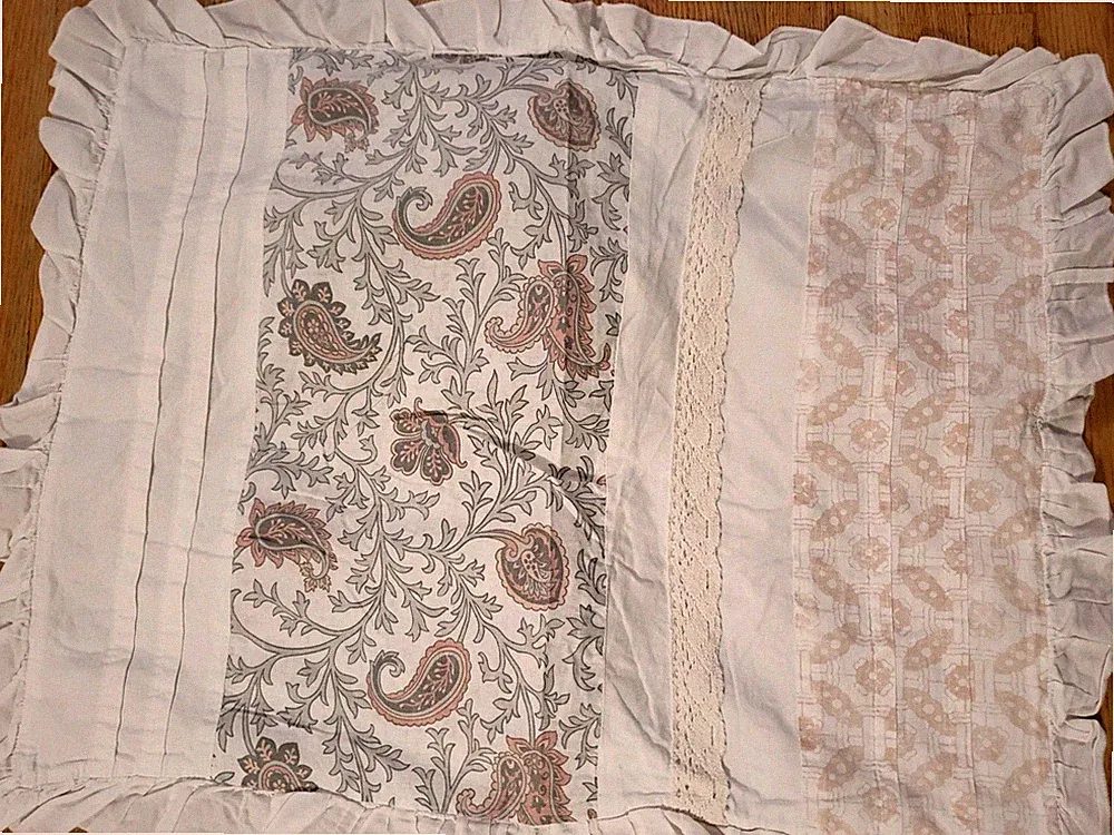 Madison Park SHAMS PAIR Blush & White Paisley EUC Standard Ruffle