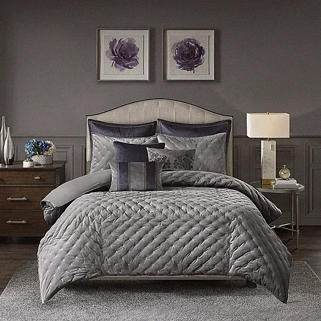 MADISON PARK SIGNATURE Sophisticate 8 Piece Velvet Comforter Set Bedding, Queen