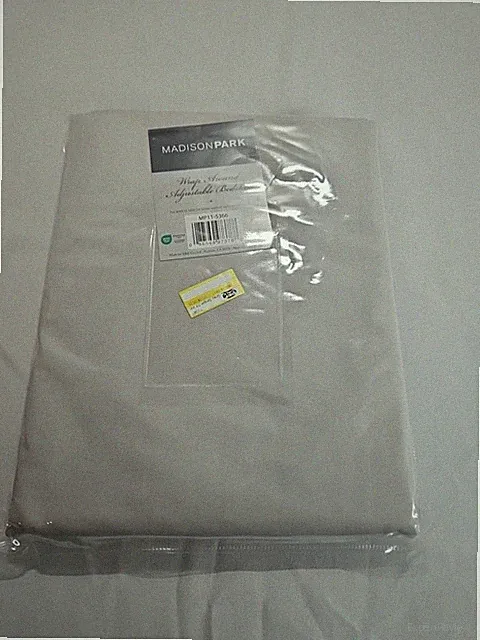 Madison Park Simple Fit Adjustable Wrap Around Bedskirt One Size Gray New. A13