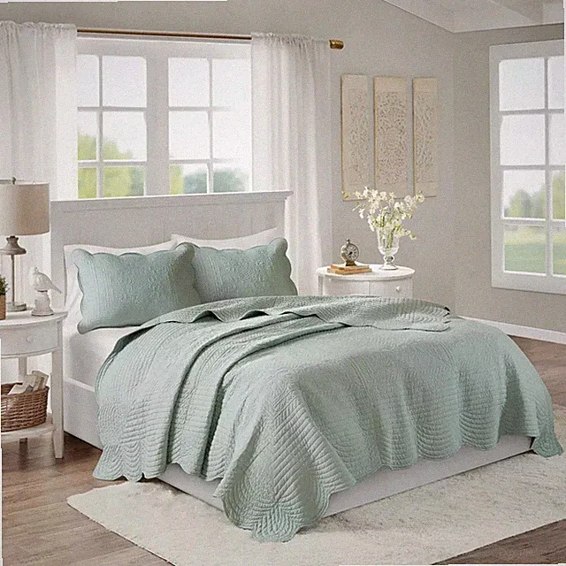 Madison Park Tuscany 3 Piece Full Queen Coverlet Set Seafoam - NWT $280