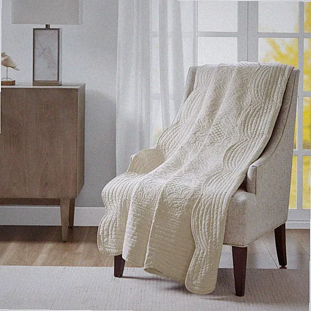 Madison Park Tuscany Oversized Quilted Throw with Scalloped Edges 60x72