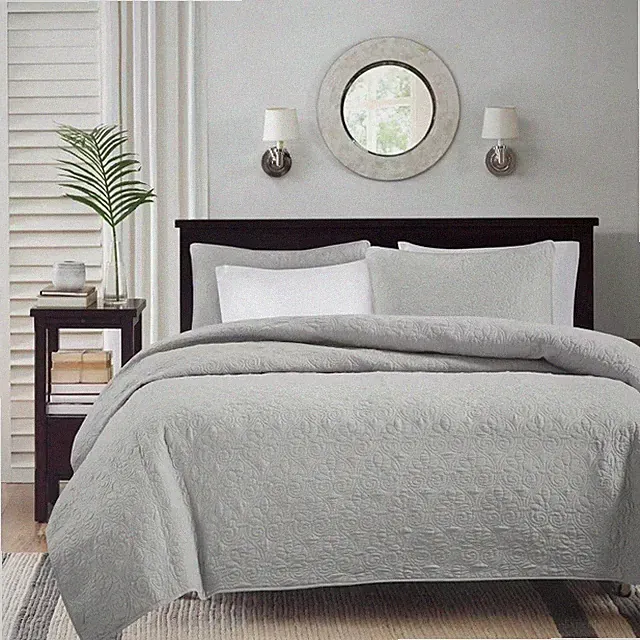 Madison Park Vancouver Reversible Coverlet Set Gray Full Queen