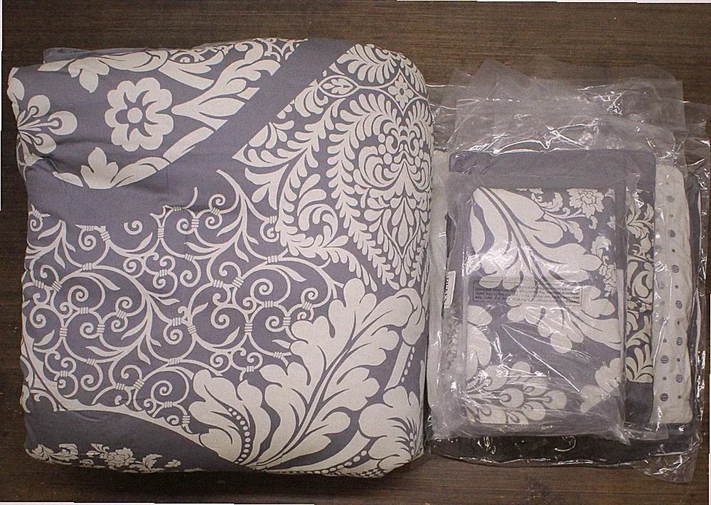 Madison Park Vienna Sateen Cotton 7-Piece Comforter Set Vienna Grey Queen