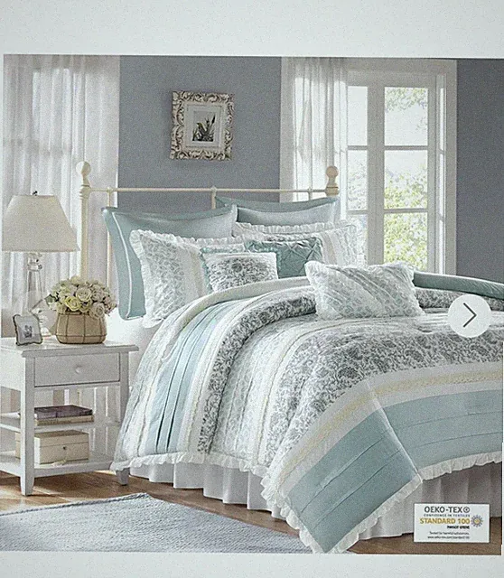 NIP Madison Park Dawn Queen 9Pc Comforter, Bedskirt Shams Pillows Set