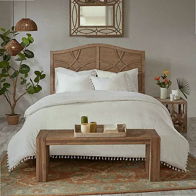NIP Madison Park White Tassels Full/Queen Duvet Cover & Shams Set 3pc