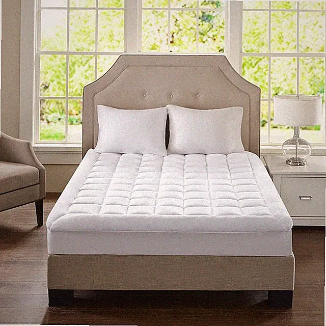 White Mattress Pad Soft Overfilled Plush Hypoallergenic Waterproof Bed Protector